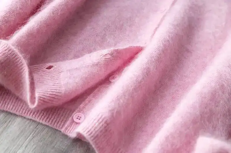 Fleece Wool-Cashmere Button Cardigan - Image 24