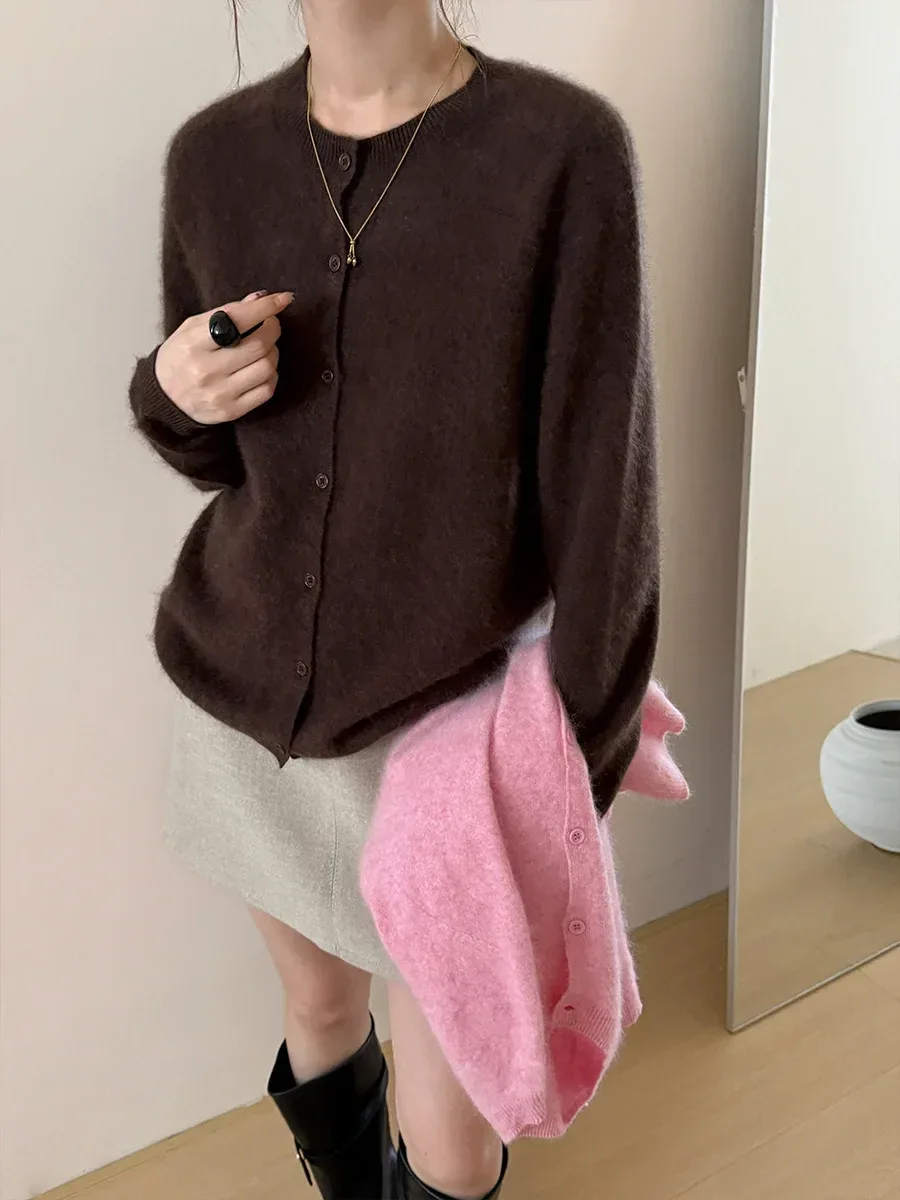 Fleece Wool-Cashmere Button Cardigan - Image 26