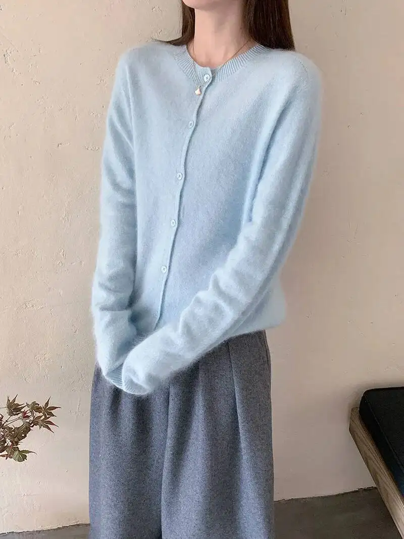 Fleece Wool-Cashmere Button Cardigan - Image 3
