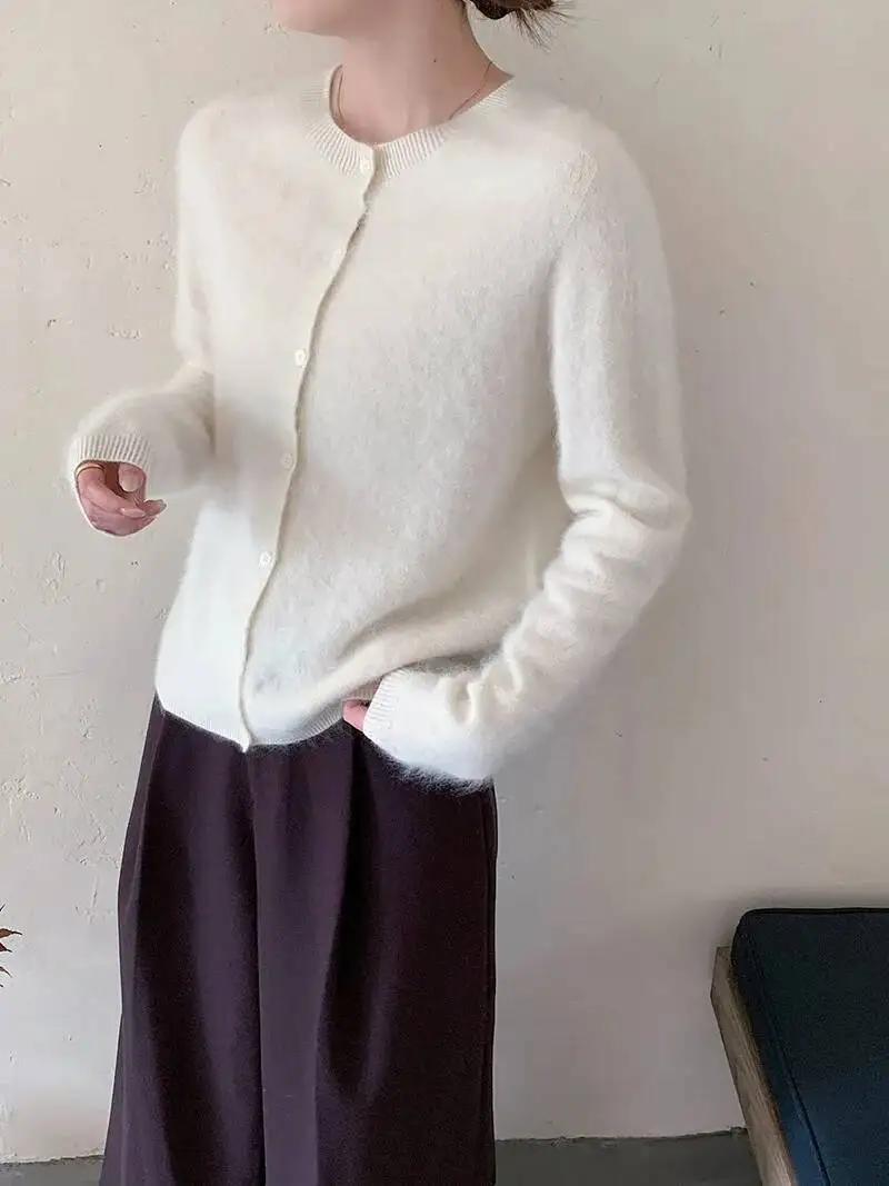 Fleece Wool-Cashmere Button Cardigan - Image 6