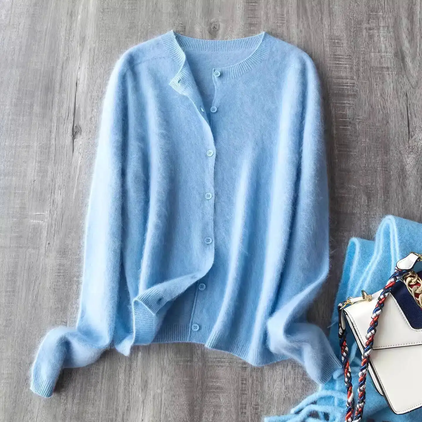 Fleece Wool-Cashmere Button Cardigan - Image 9