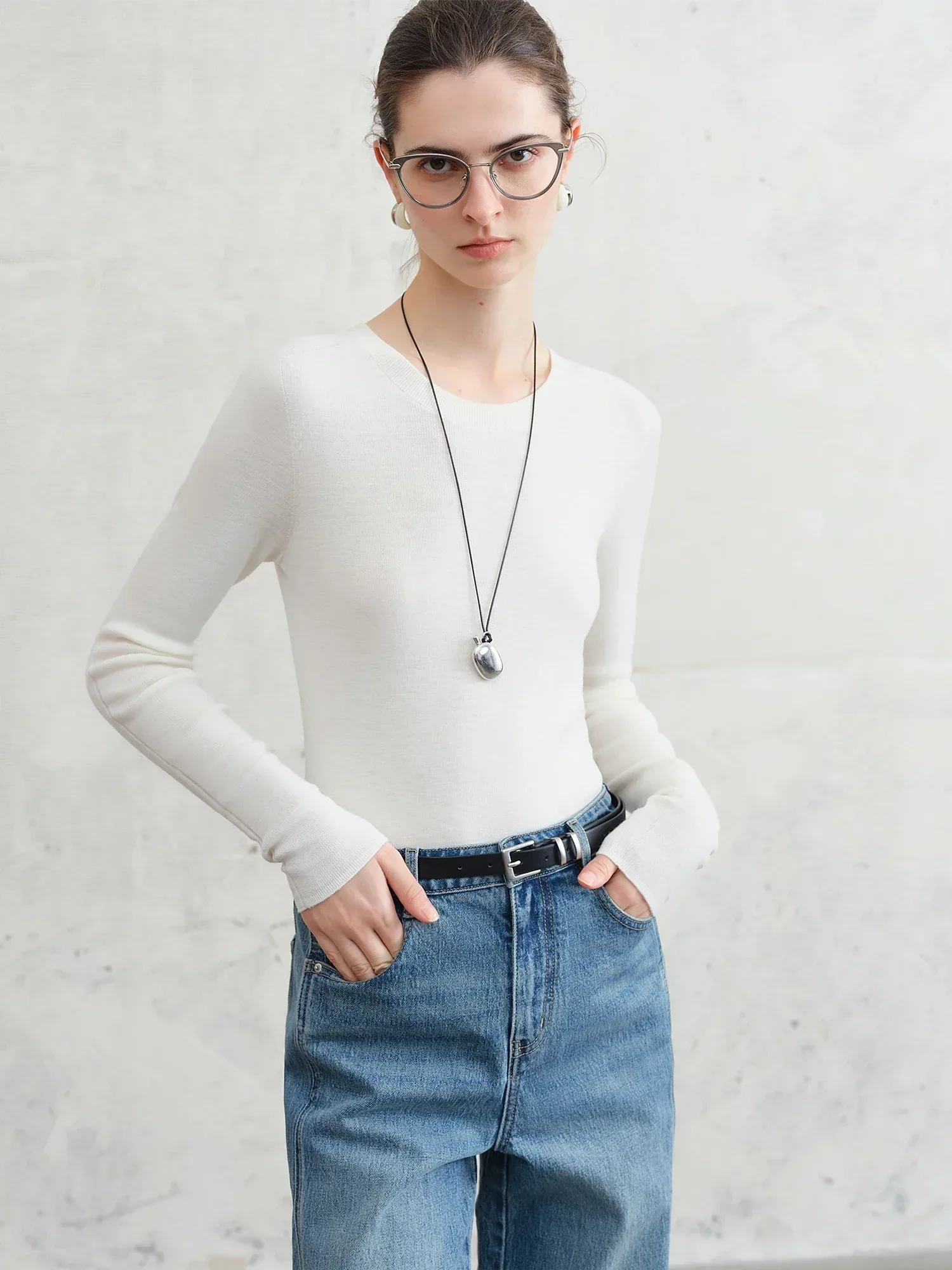 FSLE【Premium Series】German Biella Wool Autumn Super Fine Washable Seamless One-Piece Mock Neck Thermal Base Layer Shirt Women - Image 12