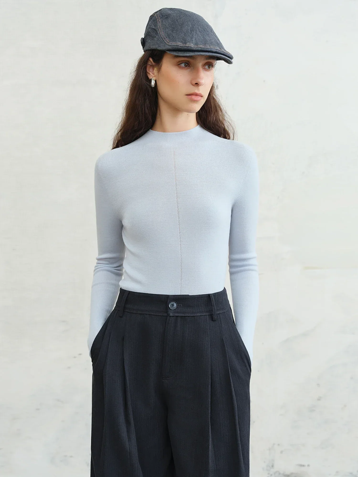 FSLE【Premium Series】German Biella Wool Autumn Super Fine Washable Seamless One-Piece Mock Neck Thermal Base Layer Shirt Women - Image 32