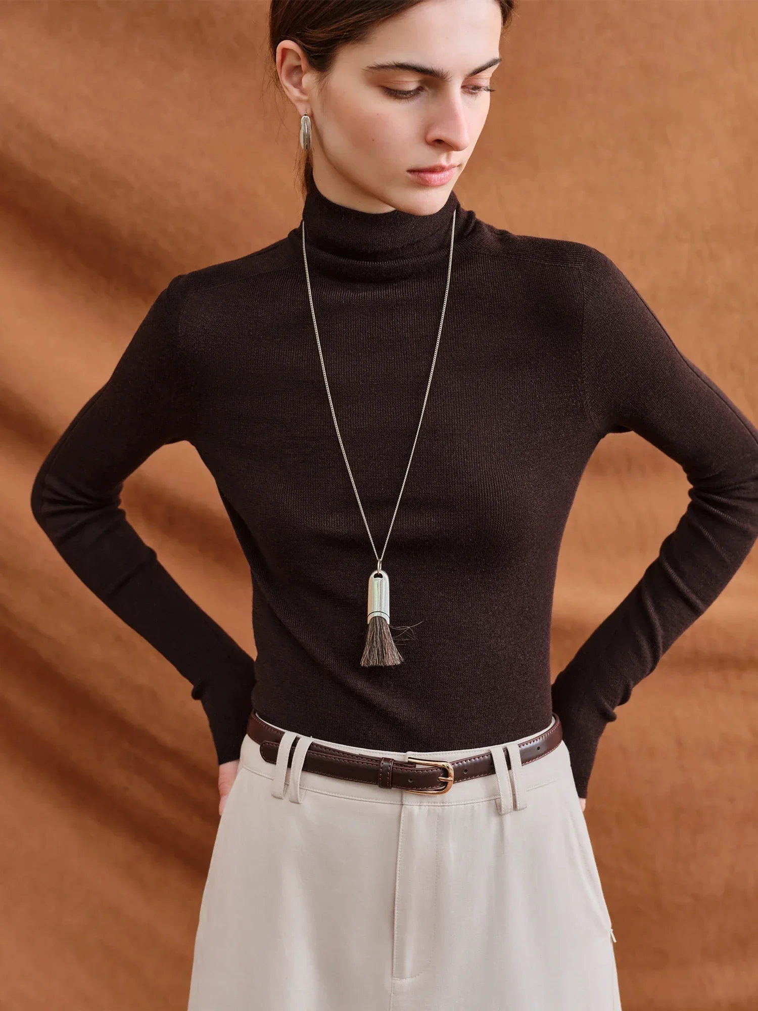 FSLE【Premium Series】German Biella Wool Autumn Super Fine Washable Seamless One-Piece Mock Neck Thermal Base Layer Shirt Women - Image 41