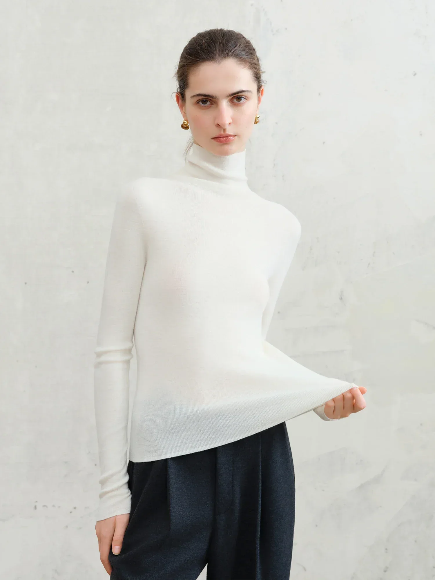 FSLE【Premium Series】German Biella Wool Autumn Super Fine Washable Seamless One-Piece Mock Neck Thermal Base Layer Shirt Women - Image 46
