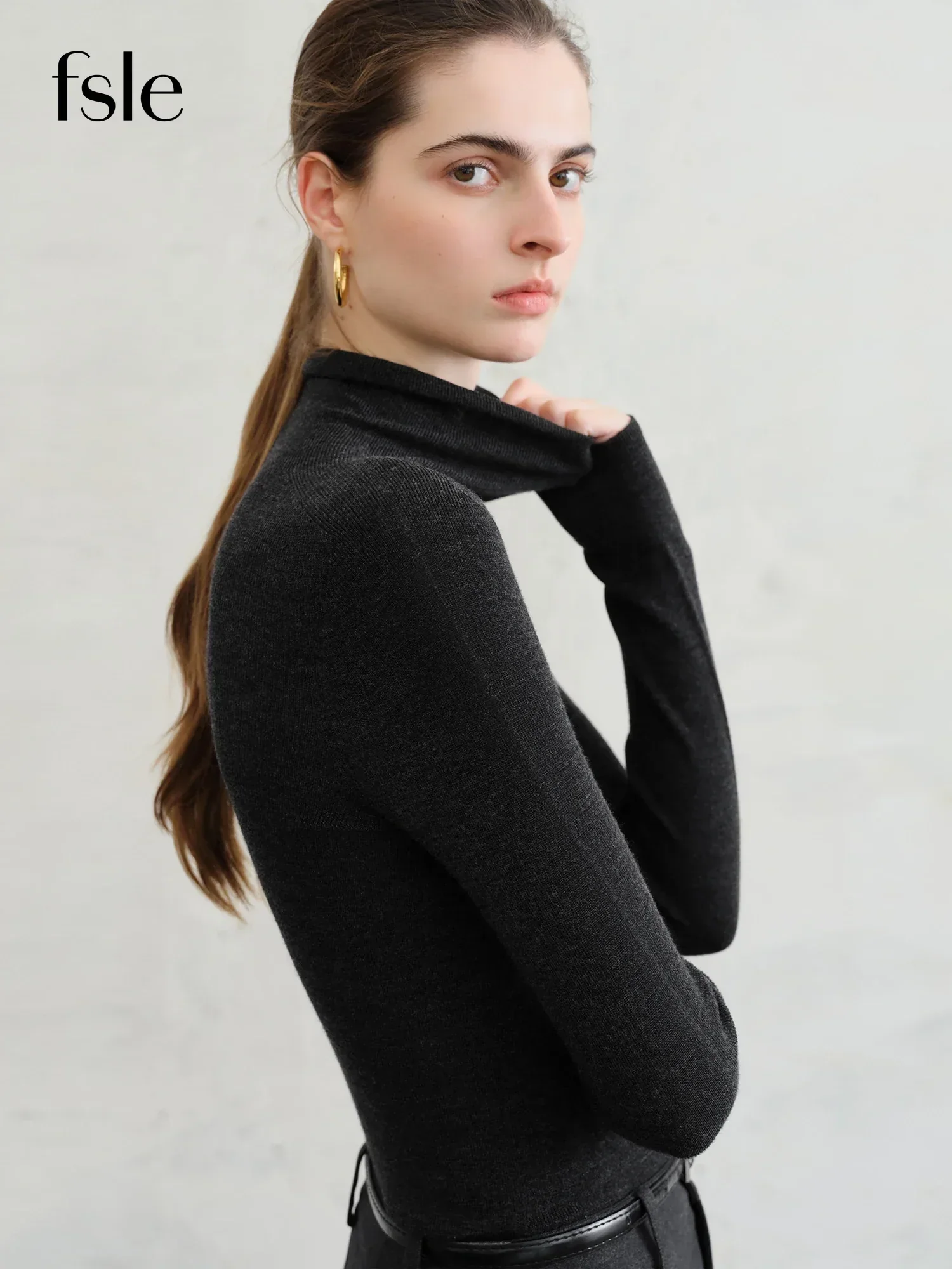 FSLE【Premium Series】German Biella Wool Autumn Super Fine Washable Seamless One-Piece Mock Neck Thermal Base Layer Shirt Women - Image 6