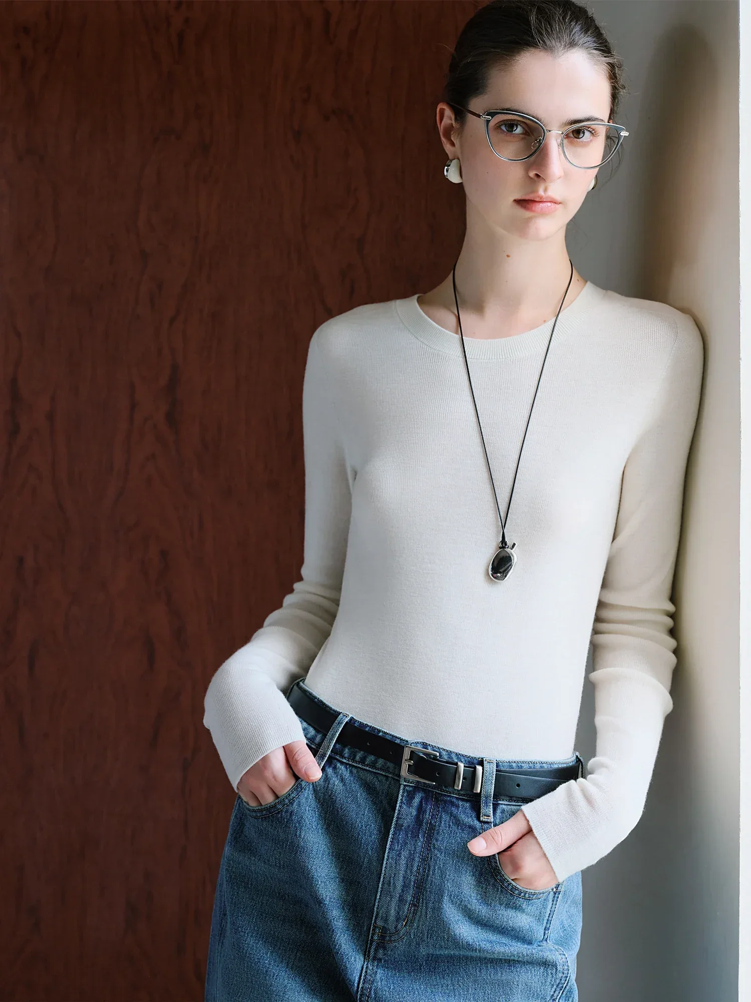 FSLE【Premium Series】German Biella Wool Autumn Super Fine Washable Seamless One-Piece Mock Neck Thermal Base Layer Shirt Women - Image 64