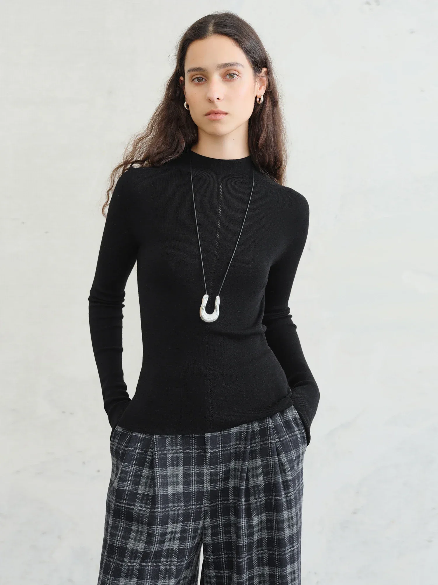 FSLE【Premium Series】German Biella Wool Autumn Super Fine Washable Seamless One-Piece Mock Neck Thermal Base Layer Shirt Women - Image 69