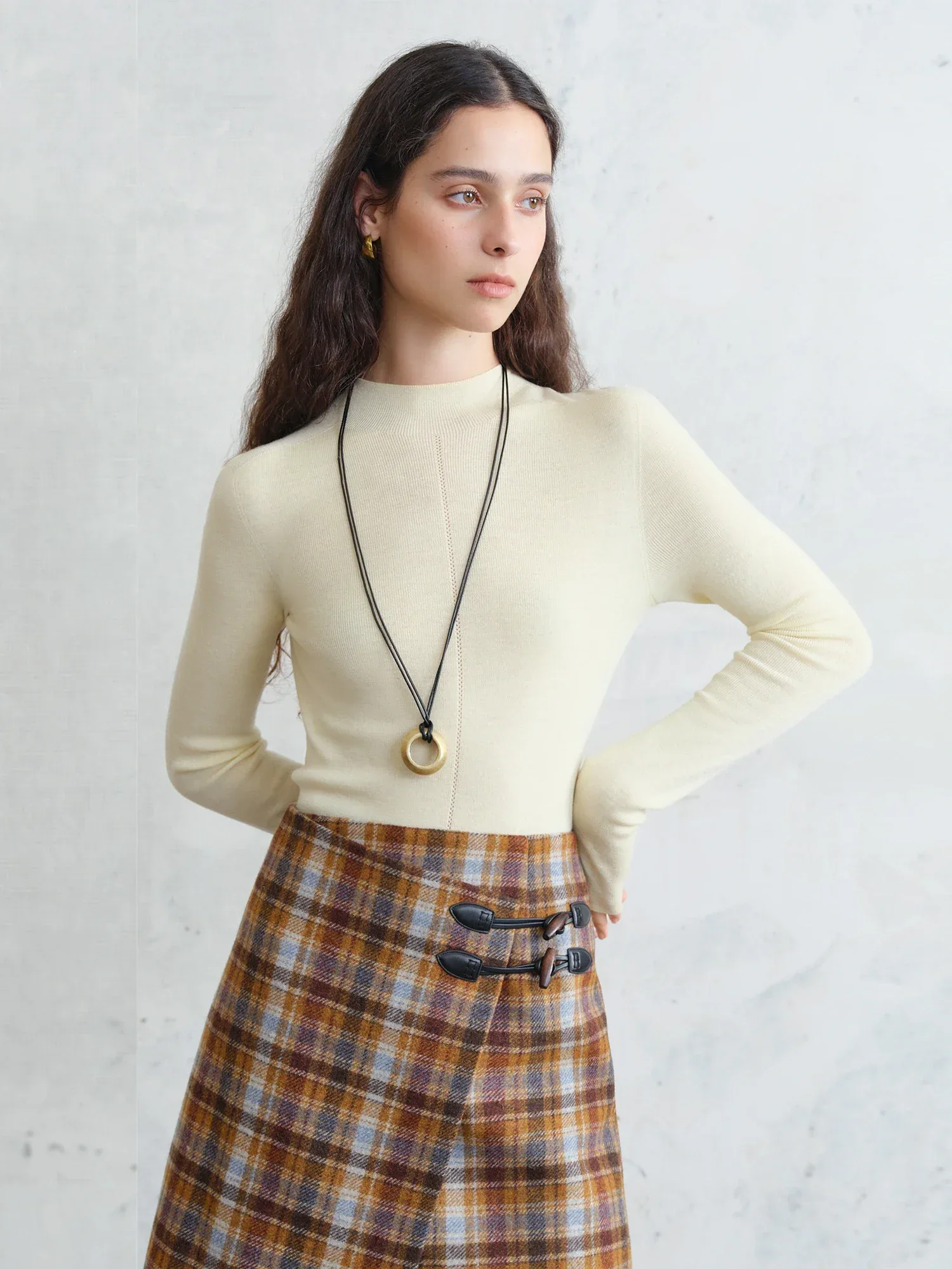 FSLE【Premium Series】German Biella Wool Autumn Super Fine Washable Seamless One-Piece Mock Neck Thermal Base Layer Shirt Women - Image 75