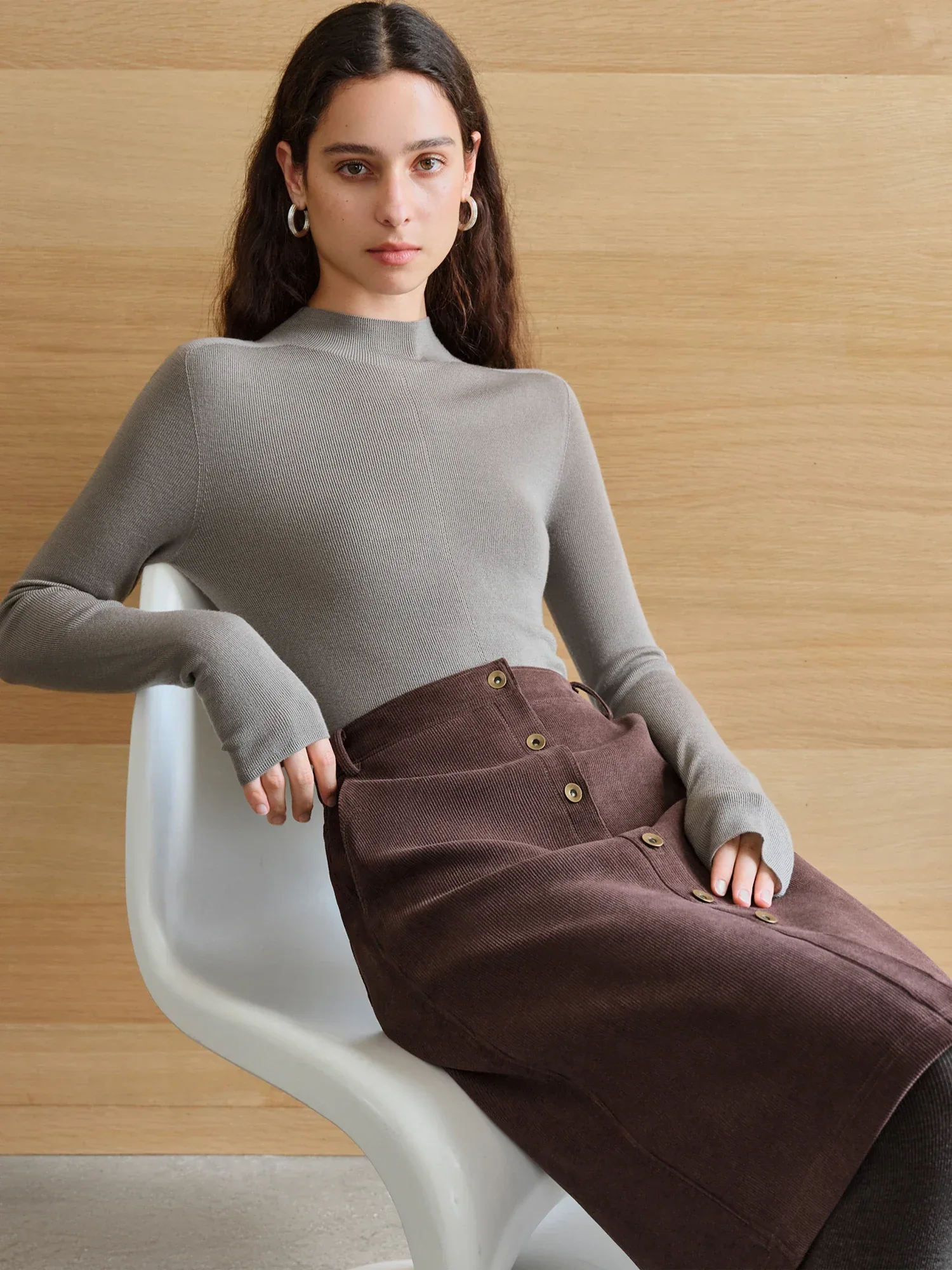 FSLE【Premium Series】German Biella Wool Autumn Super Fine Washable Seamless One-Piece Mock Neck Thermal Base Layer Shirt Women - Image 78