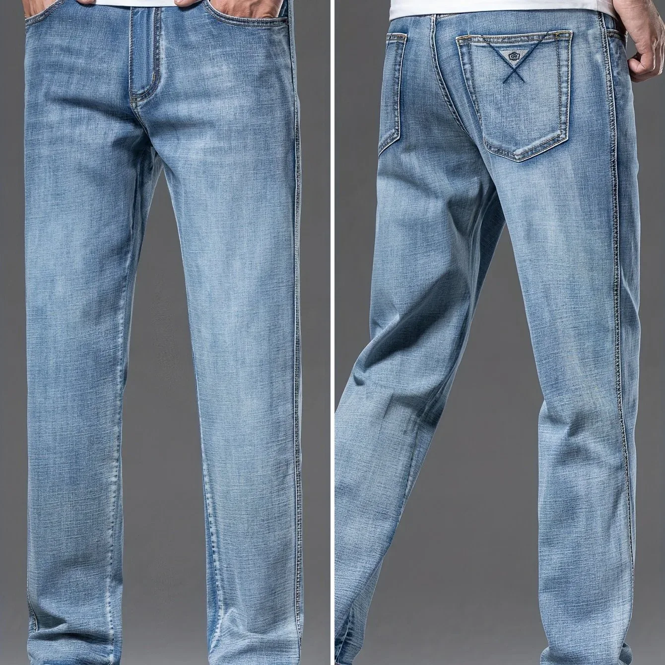 Gengyuanxi High-End Summer Men's Jeans: New Trendy Straight-Leg Stretch Business Casual Long Pants - Image 11