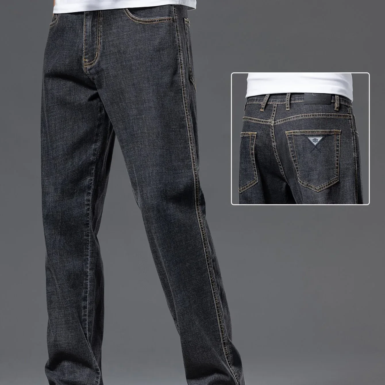 Gengyuanxi High-End Summer Men's Jeans: New Trendy Straight-Leg Stretch Business Casual Long Pants - Image 13