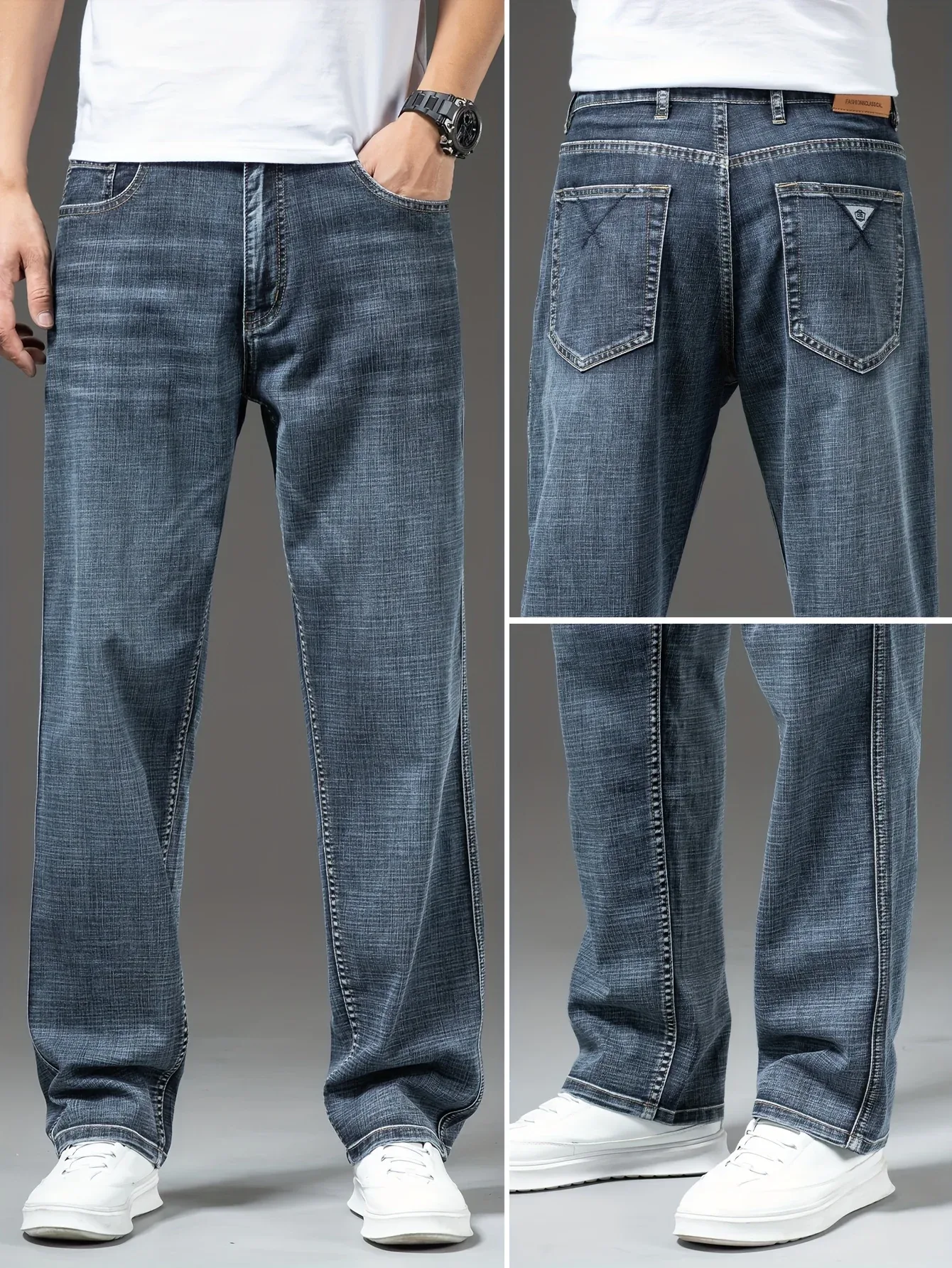 Gengyuanxi High-End Summer Men's Jeans: New Trendy Straight-Leg Stretch Business Casual Long Pants - Image 3