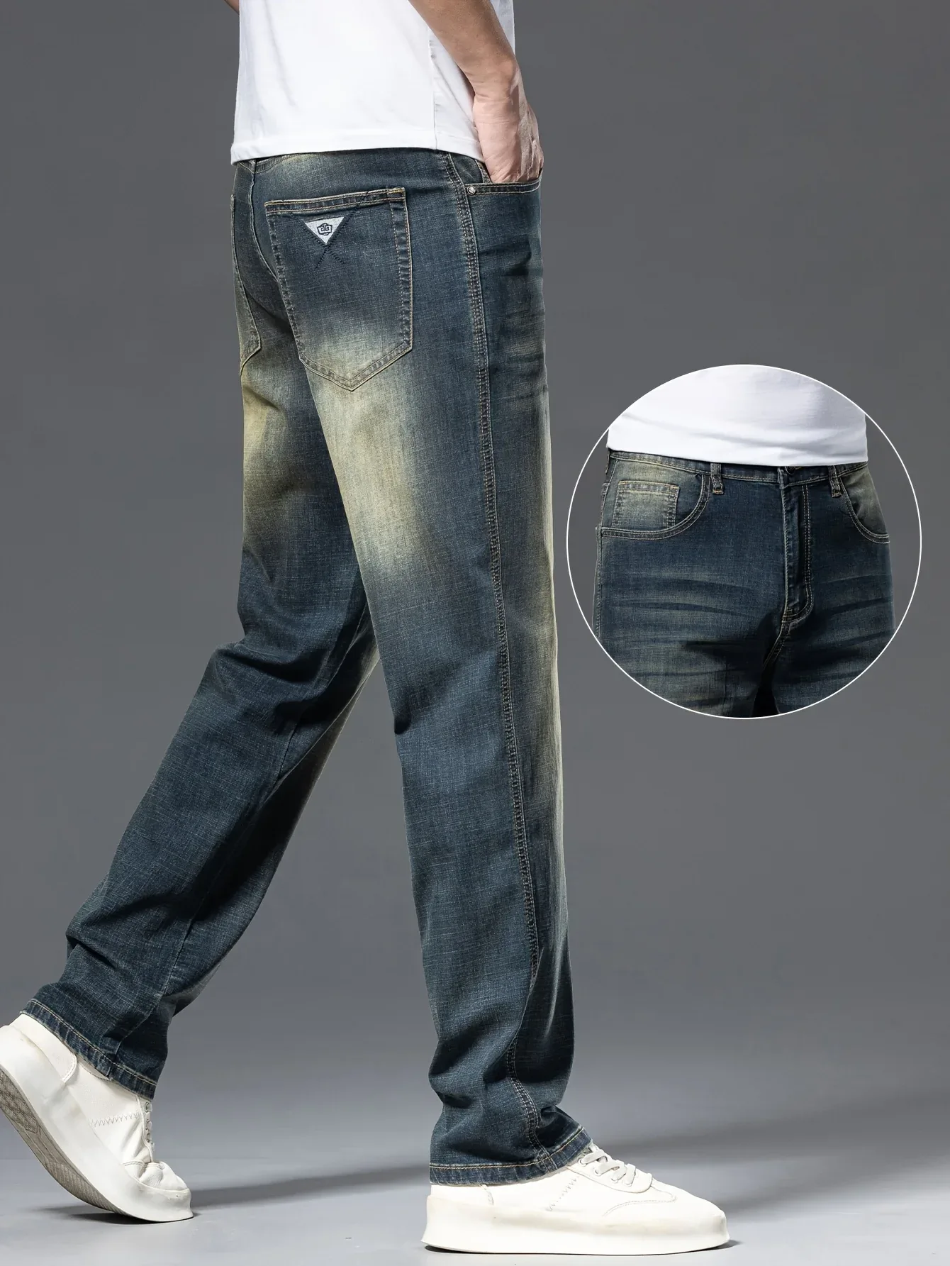 Gengyuanxi High-End Summer Men's Jeans: New Trendy Straight-Leg Stretch Business Casual Long Pants - Image 5