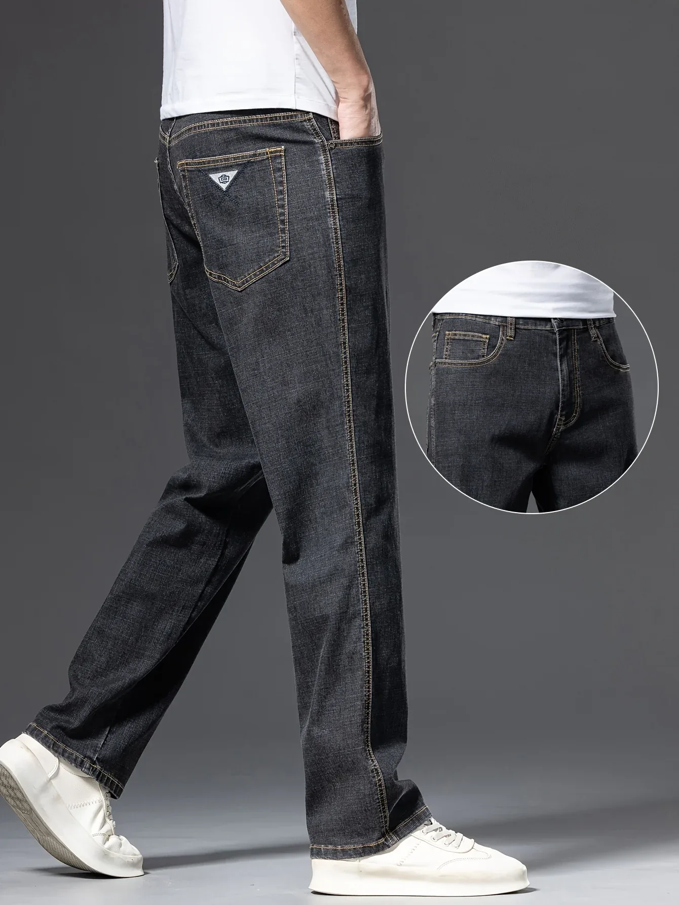 Gengyuanxi High-End Summer Men's Jeans: New Trendy Straight-Leg Stretch Business Casual Long Pants - Image 8