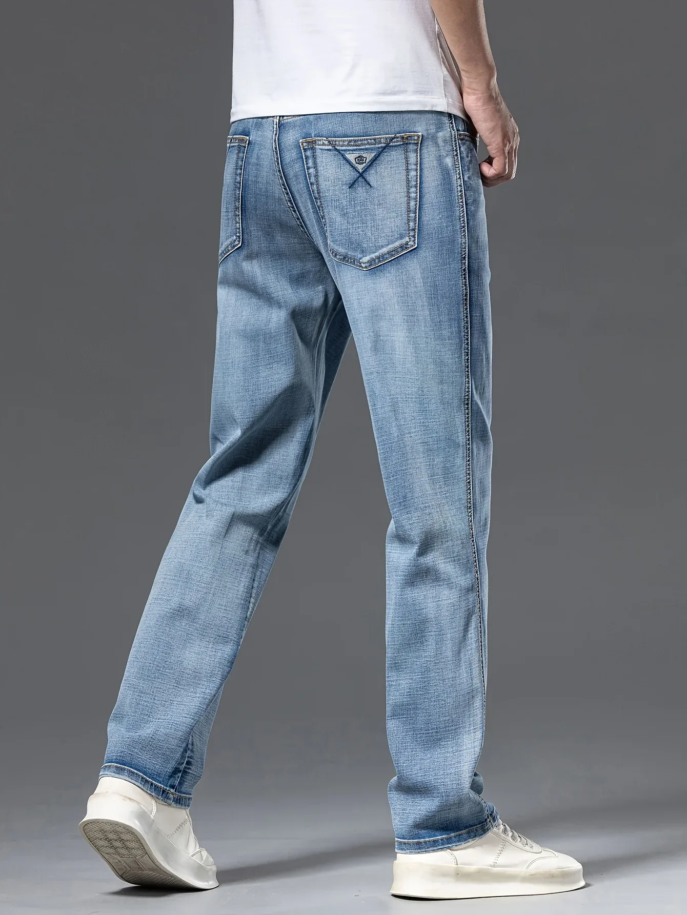 Gengyuanxi High-End Summer Men's Jeans: New Trendy Straight-Leg Stretch Business Casual Long Pants - Image 9