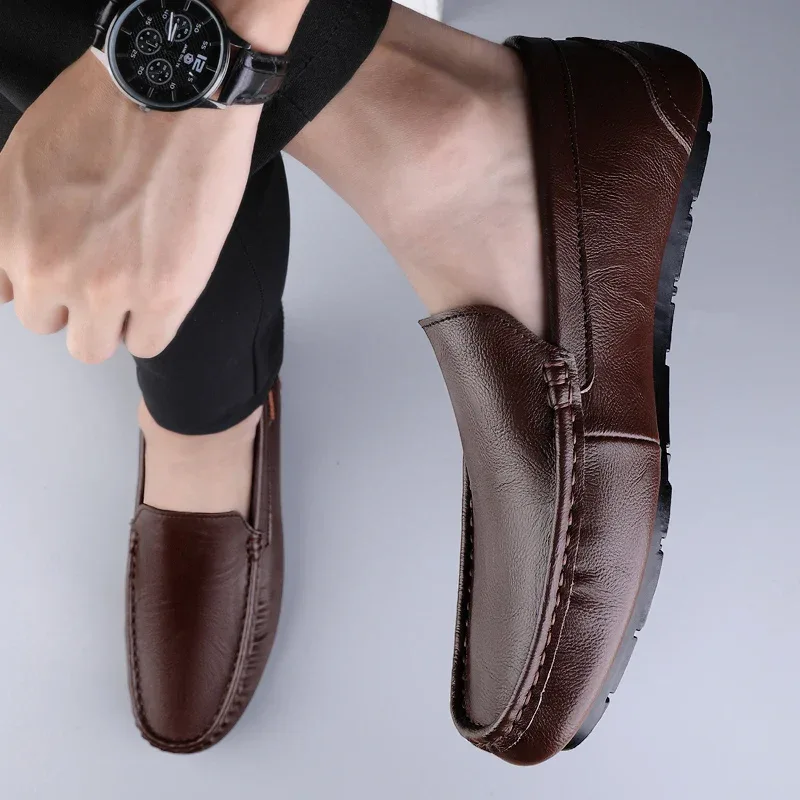 Genuine Leather Men Casual Shoes Luxury Brand Mens Loafers Moccasins Breathable Slip on Italian Driving Shoes Chaussure Homme - Image 14
