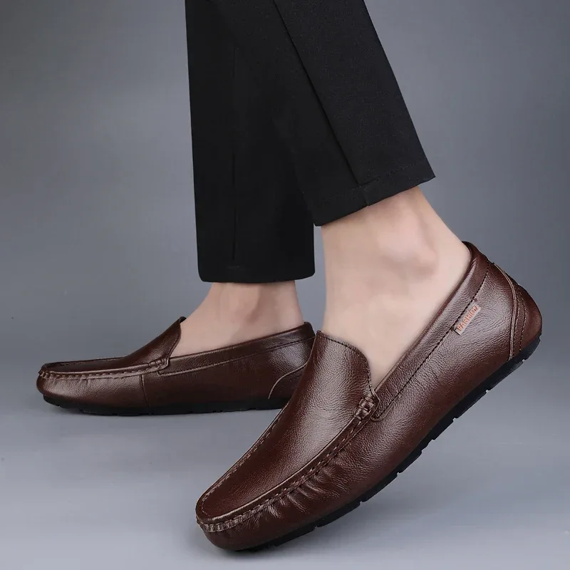 Genuine Leather Men Casual Shoes Luxury Brand Mens Loafers Moccasins Breathable Slip on Italian Driving Shoes Chaussure Homme - Image 4