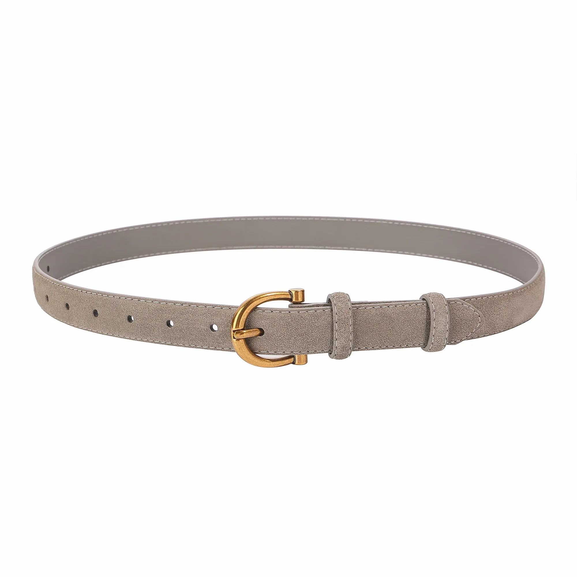 Genuine Leather Suede Women Belt Fashion Skinny Waistband Retro Gold Buckle Brown Belts for Jeans Pants - Image 18