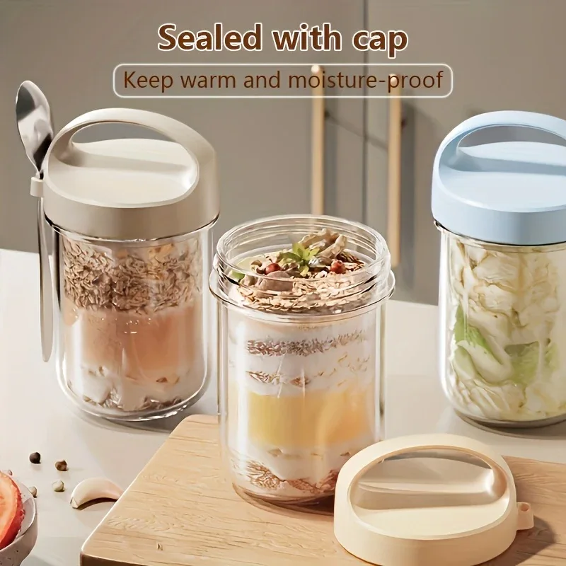 Glass Yogurt Cup with a Wide Mouth, Sealed Jar for Overnight Oats, Smoothie Cup, And a Breakfast Cup for Grains with a Spoon. - Image 9