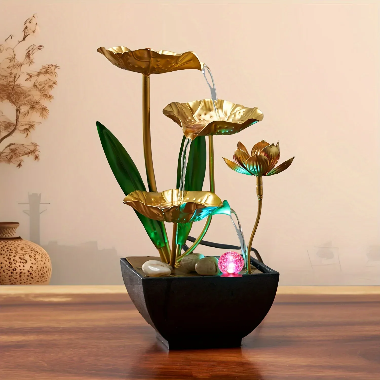 Gold Lotus Indoor Fountain Humidifier - Image 3