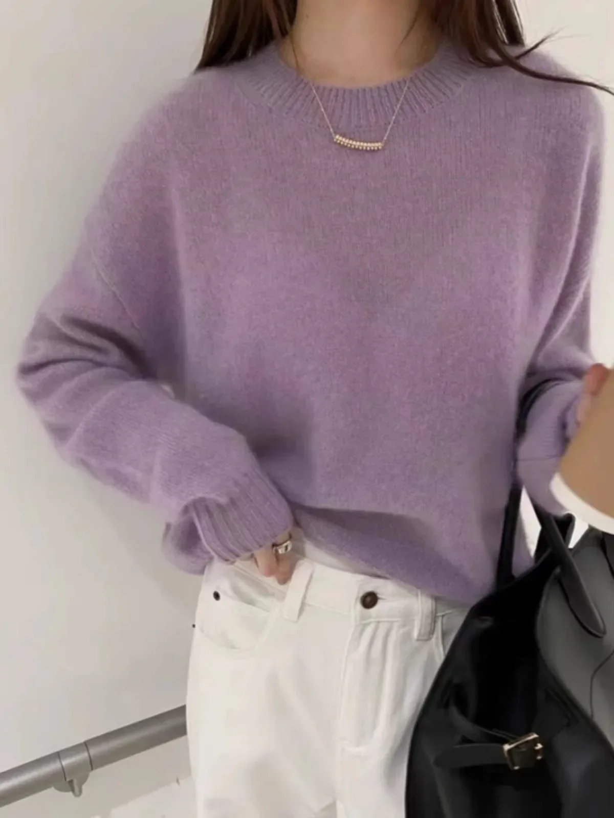High-grade turtleneck 100 pure cashmere sweater women's autumn and winter thick sweater loose wool knit
