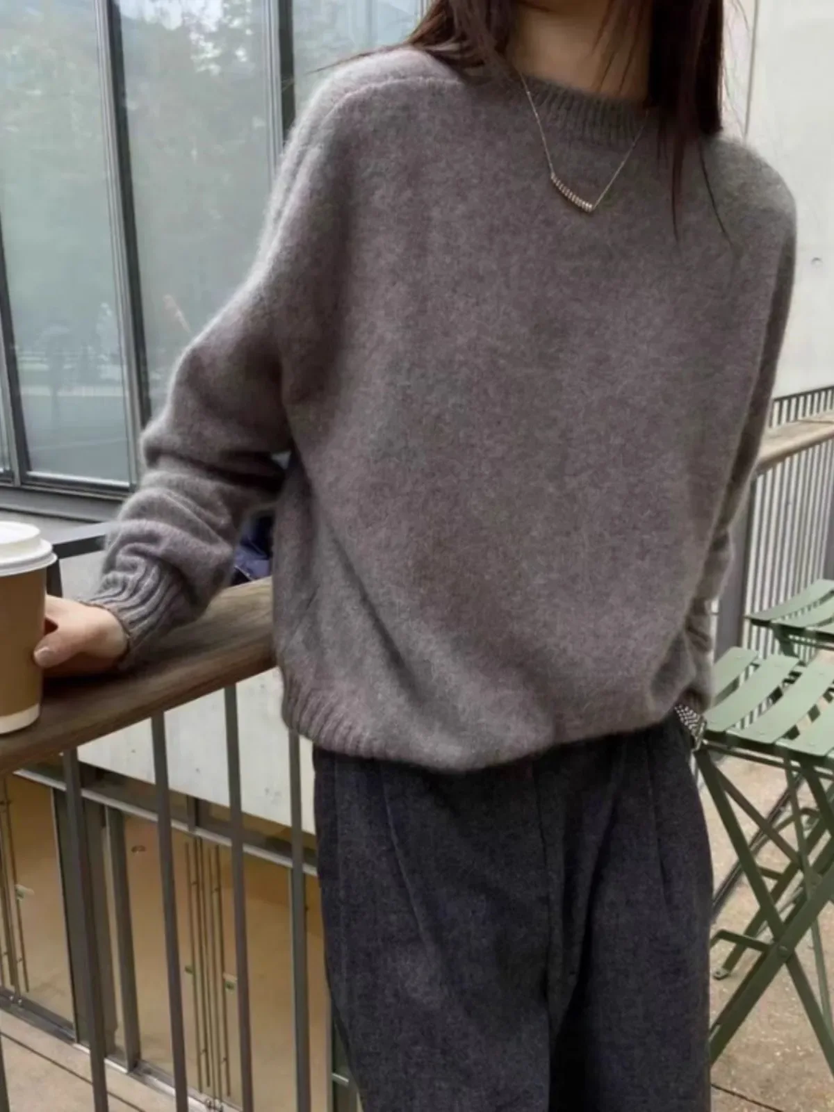 High-grade turtleneck 100 pure cashmere sweater women's autumn and winter thick sweater loose wool knit - Image 2