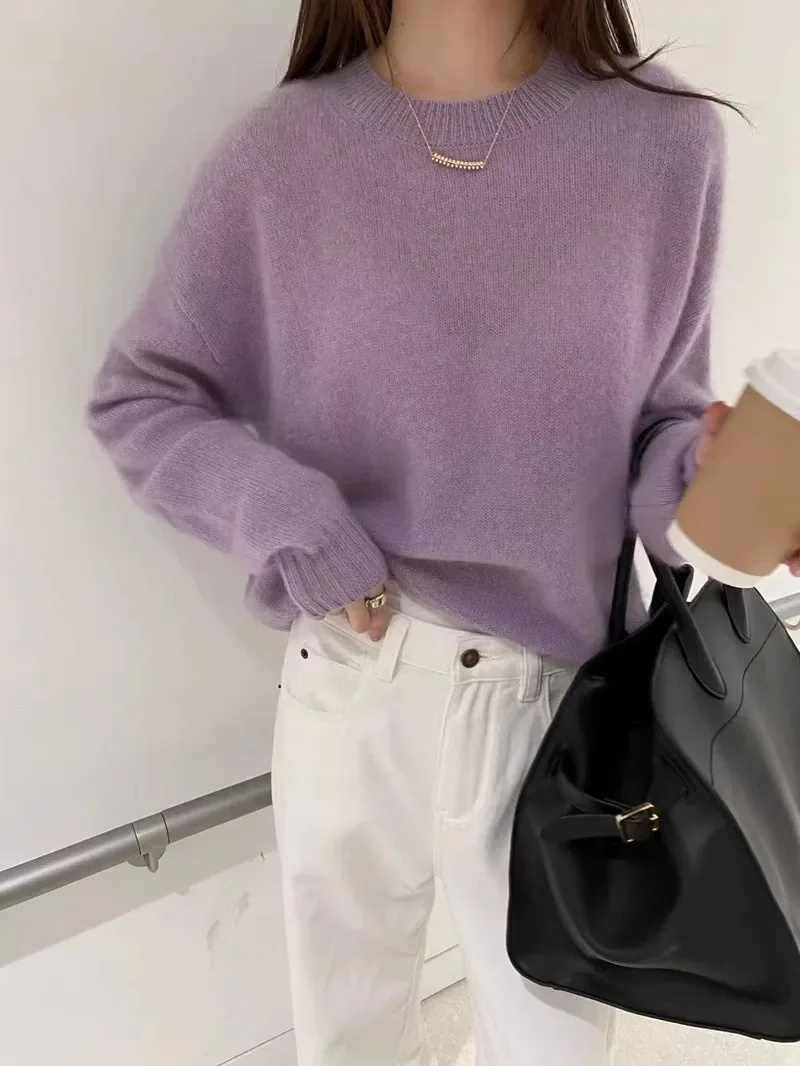 High-grade turtleneck 100 pure cashmere sweater women's autumn and winter thick sweater loose wool knit - Image 5
