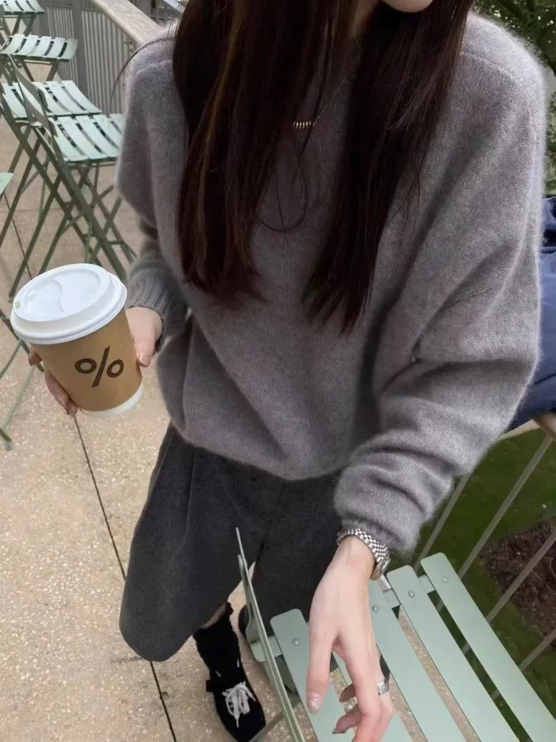 High-grade turtleneck 100 pure cashmere sweater women's autumn and winter thick sweater loose wool knit - Image 8