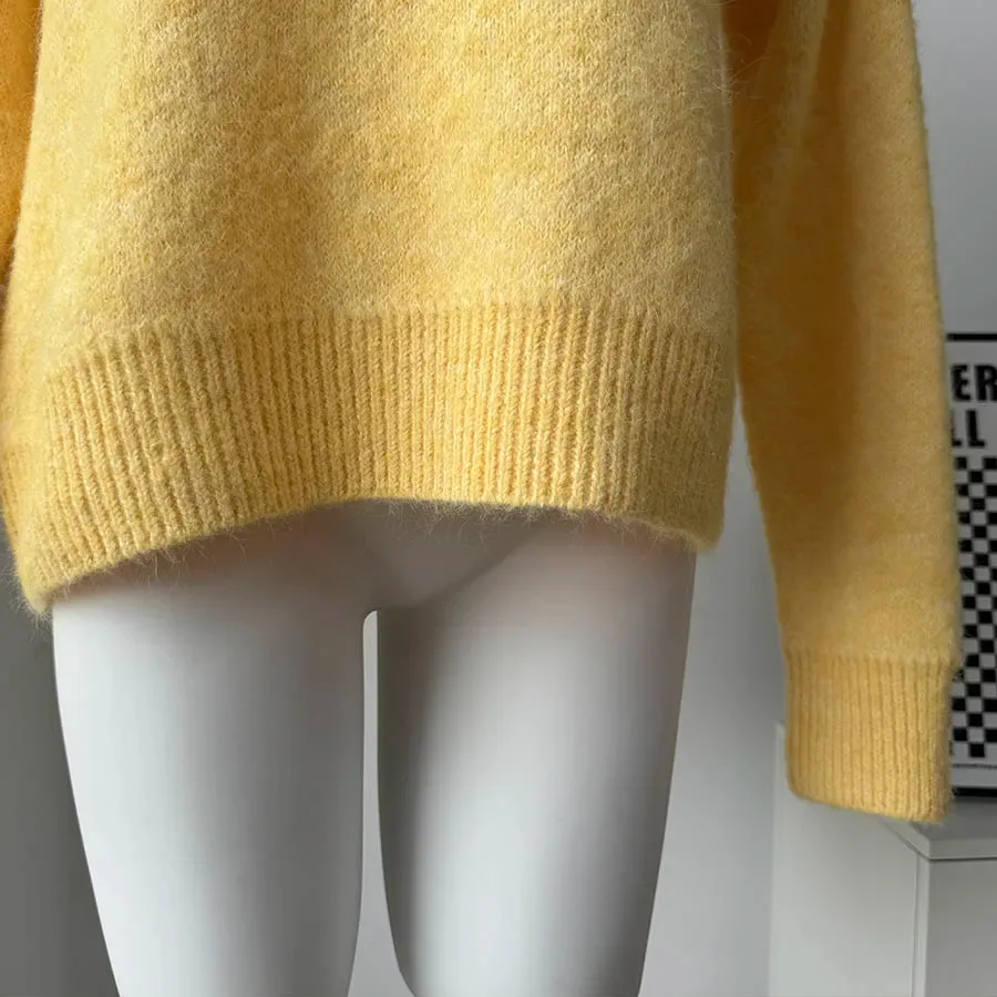 Hirsionsan Basic O Neck Basic Sleeve Sweater Women 2025 Oversized Short Knitted Wool Pullover Female Casual Thick Warm Soft Tops - Image 10