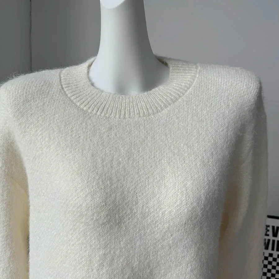 Hirsionsan Basic O Neck Basic Sleeve Sweater Women 2025 Oversized Short Knitted Wool Pullover Female Casual Thick Warm Soft Tops - Image 12