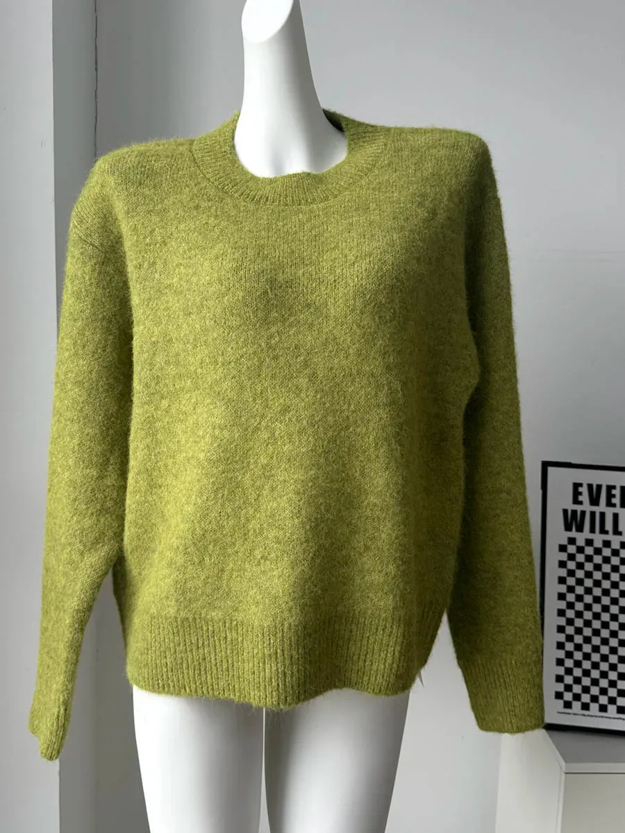 Hirsionsan Basic O Neck Basic Sleeve Sweater Women 2025 Oversized Short Knitted Wool Pullover Female Casual Thick Warm Soft Tops - Image 14