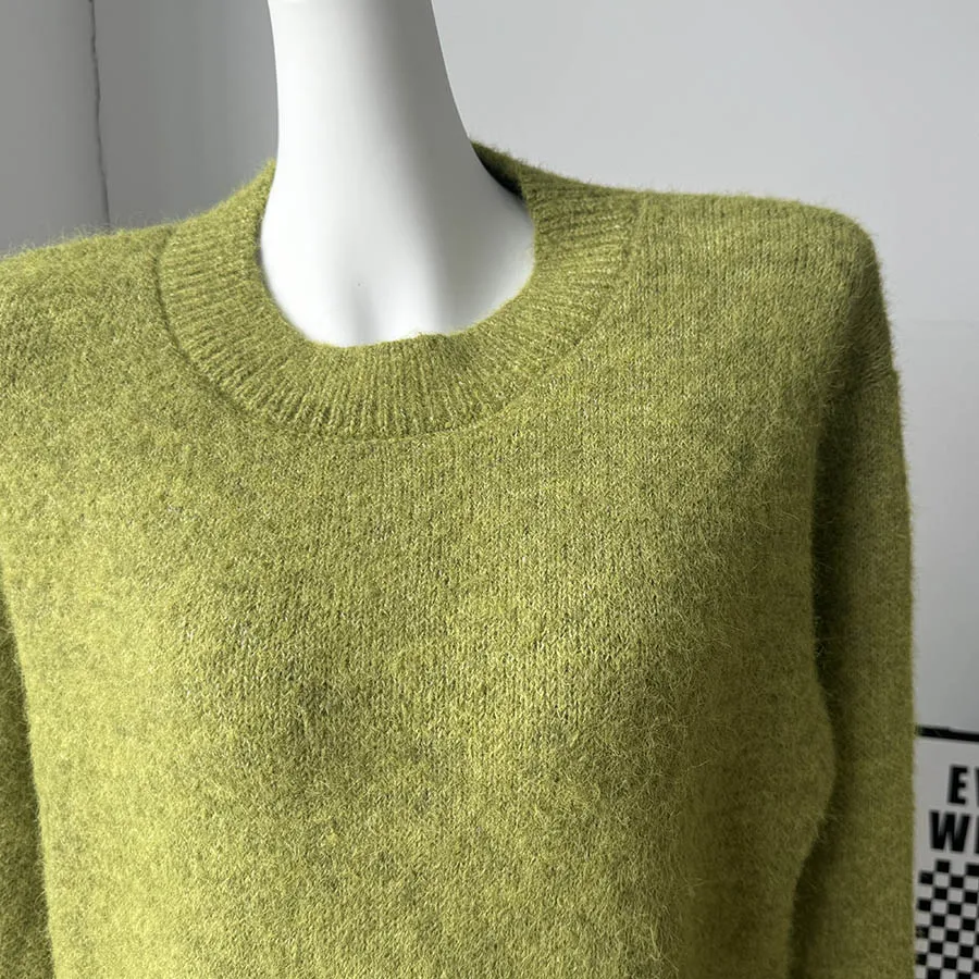 Hirsionsan Basic O Neck Basic Sleeve Sweater Women 2025 Oversized Short Knitted Wool Pullover Female Casual Thick Warm Soft Tops - Image 15