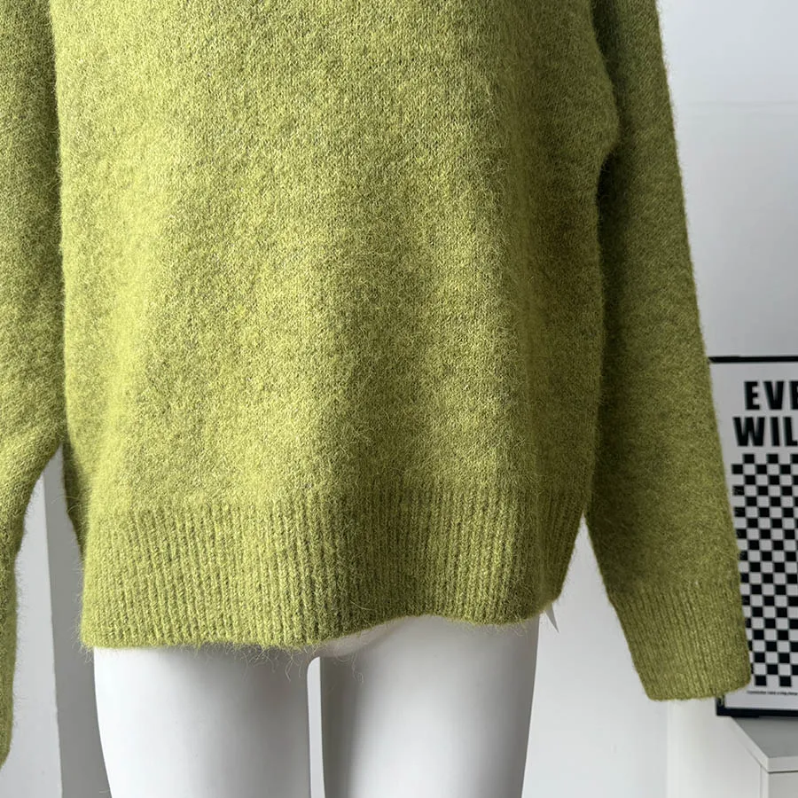 Hirsionsan Basic O Neck Basic Sleeve Sweater Women 2025 Oversized Short Knitted Wool Pullover Female Casual Thick Warm Soft Tops - Image 16