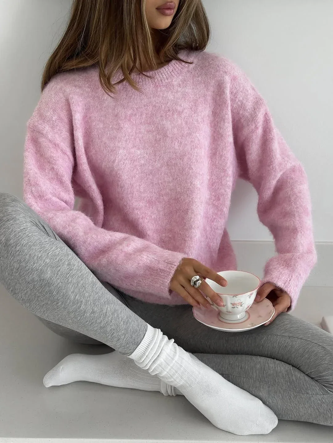 Hirsionsan Basic O Neck Basic Sleeve Sweater Women 2025 Oversized Short Knitted Wool Pullover Female Casual Thick Warm Soft Tops - Image 47