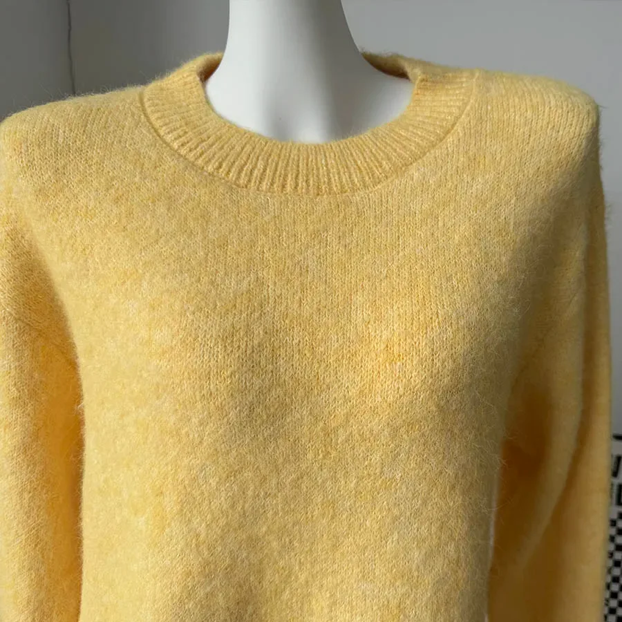 Hirsionsan Basic O Neck Basic Sleeve Sweater Women 2025 Oversized Short Knitted Wool Pullover Female Casual Thick Warm Soft Tops - Image 9