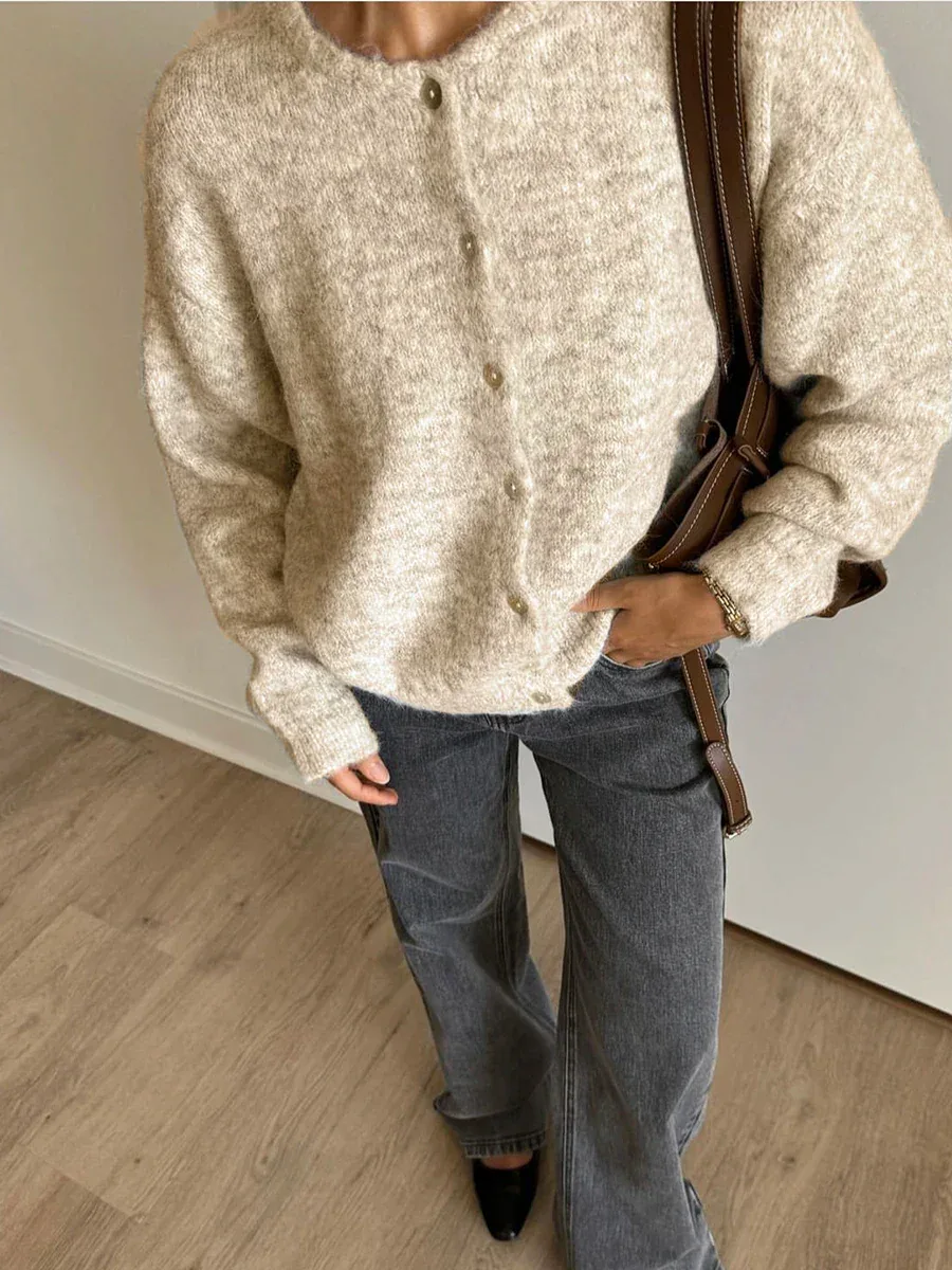Hirsionsan Elegant Long Sleeve Sweater Women 2024 New Single-Breasted Female Casual Cardigan Soft Cashmere Knitted Outwear - Image 21