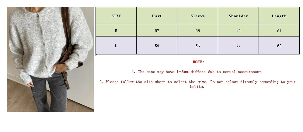 Hirsionsan Elegant Long Sleeve Sweater Women 2024 New Single-Breasted Female Casual Cardigan Soft Cashmere Knitted Outwear - Image 4