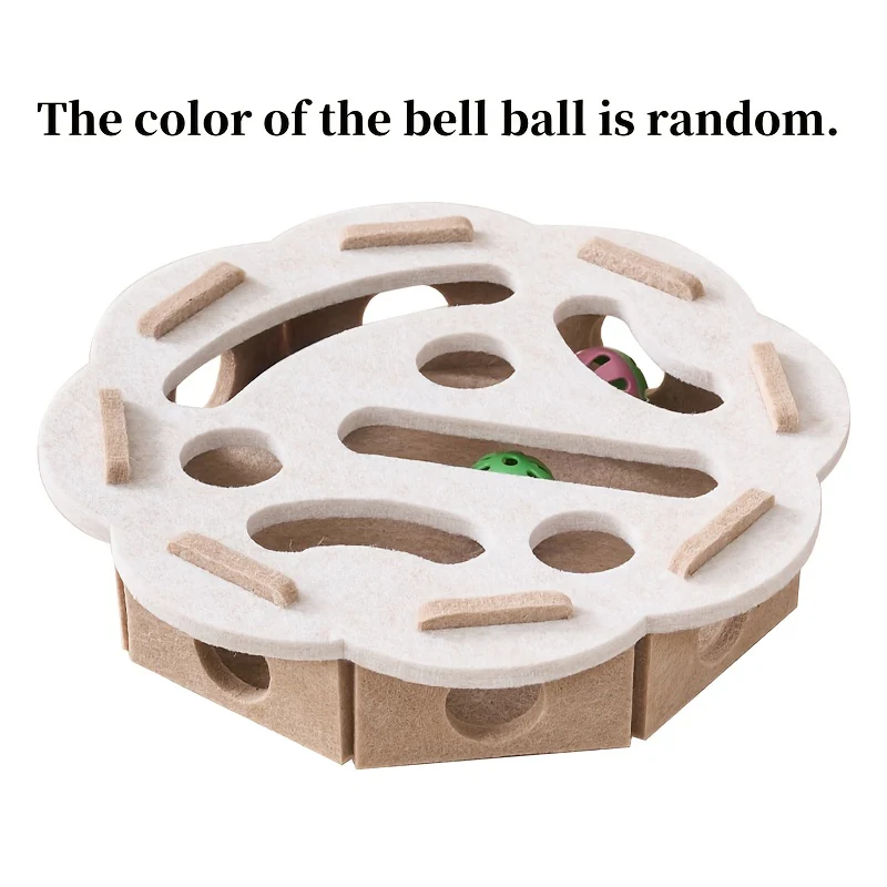 Interactive Cat Toy, Cat Puzzle Toy, with Maze Tunnel Bell Ball, Durable Felt Material, No Battery Required, Suitable for Indoor Cats