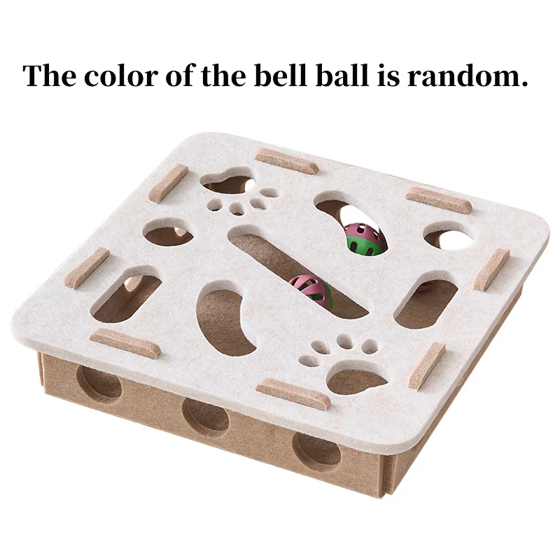Interactive Cat Toy, Cat Puzzle Toy, with Maze Tunnel Bell Ball, Durable Felt Material, No Battery Required, Suitable for Indoor Cats - Image 2