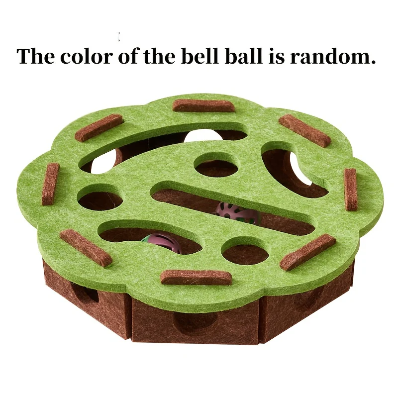 Interactive Cat Toy, Cat Puzzle Toy, with Maze Tunnel Bell Ball, Durable Felt Material, No Battery Required, Suitable for Indoor Cats - Image 3
