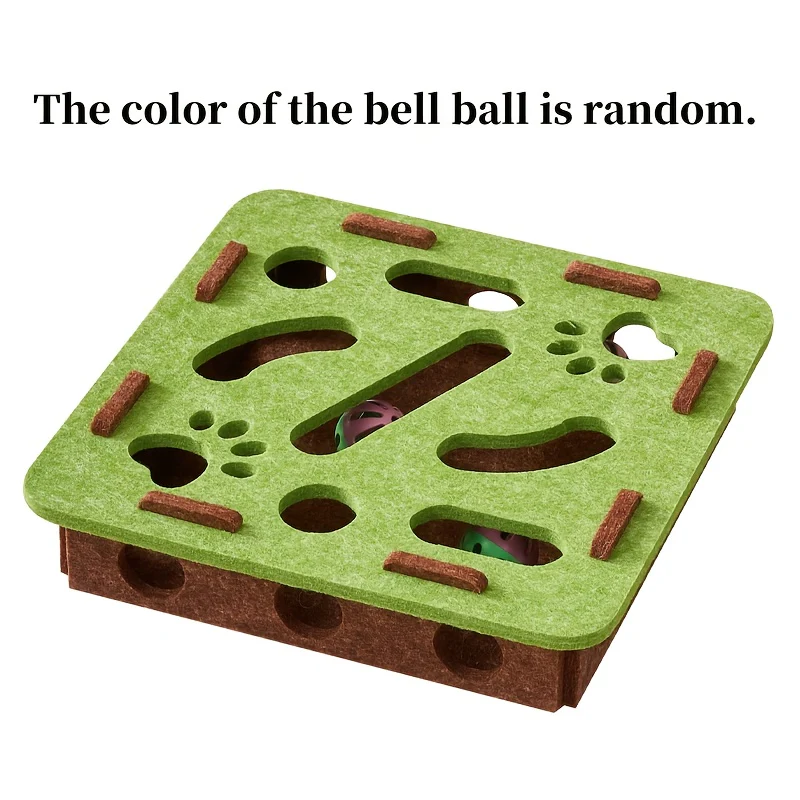 Interactive Cat Toy, Cat Puzzle Toy, with Maze Tunnel Bell Ball, Durable Felt Material, No Battery Required, Suitable for Indoor Cats - Image 4