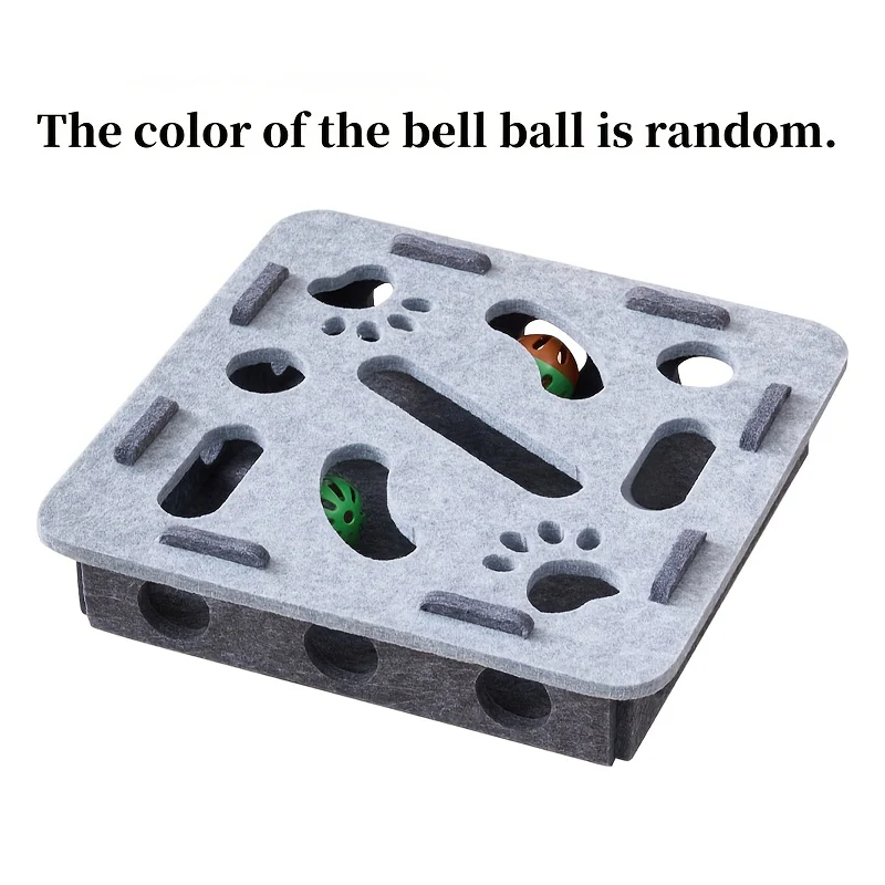 Interactive Cat Toy, Cat Puzzle Toy, with Maze Tunnel Bell Ball, Durable Felt Material, No Battery Required, Suitable for Indoor Cats - Image 6