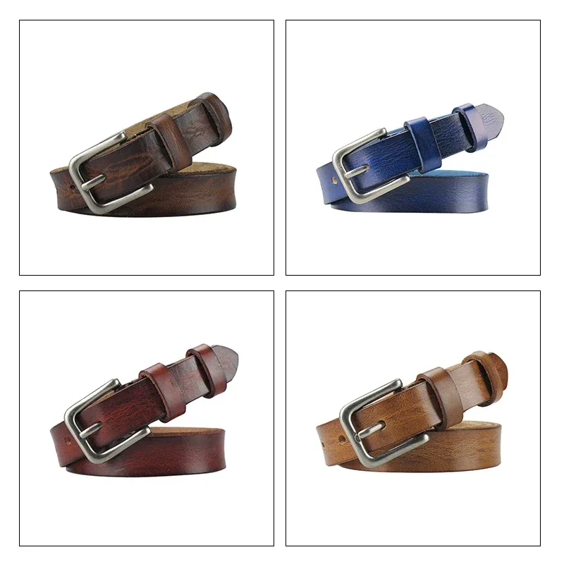 MaiKun Thin Belts for Women Unisex Genuine Leather Belt Female Metal Pin Buckle Belt - Image 2