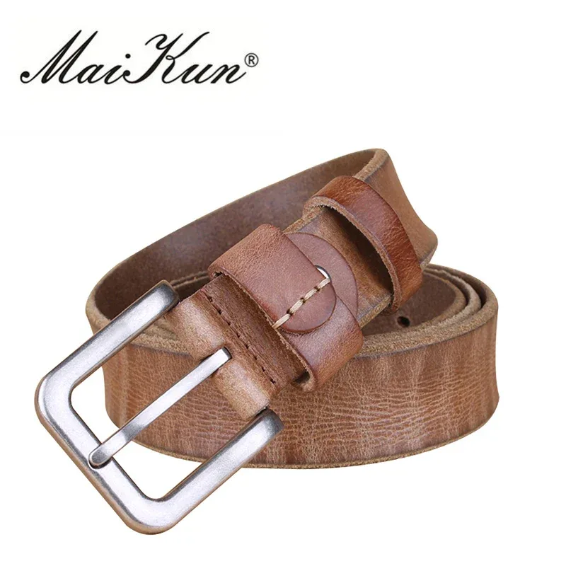 MaiKun Thin Belts for Women Unisex Genuine Leather Belt Female Metal Pin Buckle Belt - Image 3