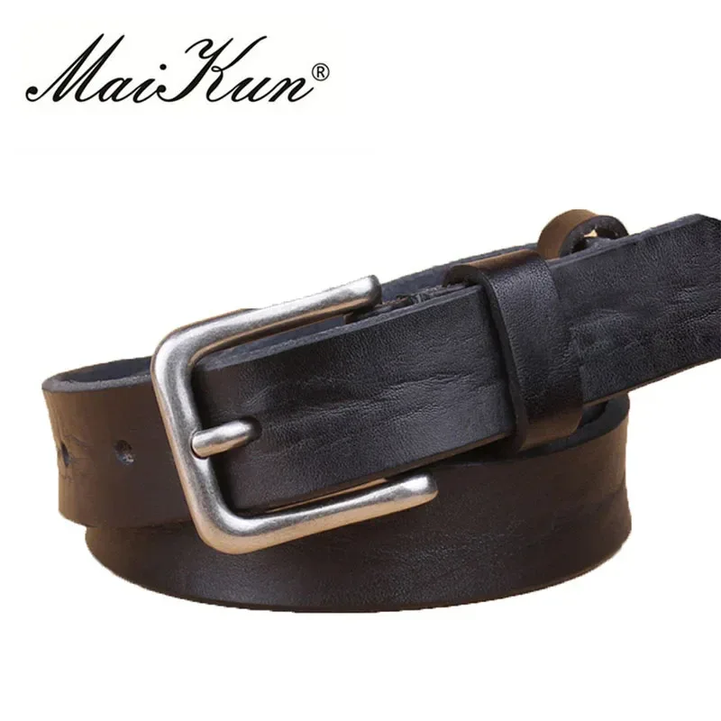 MaiKun Thin Belts for Women Unisex Genuine Leather Belt Female Metal Pin Buckle Belt - Image 36