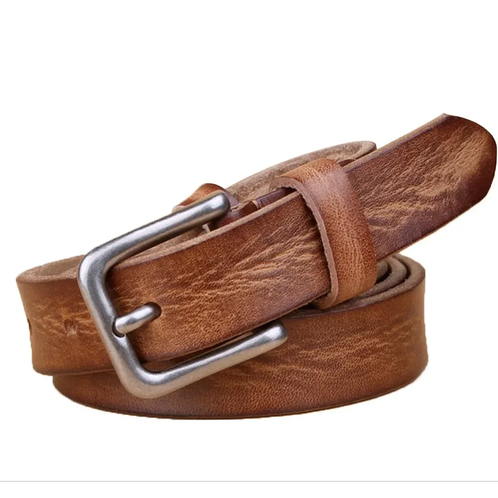MaiKun Thin Belts for Women Unisex Genuine Leather Belt Female Metal Pin Buckle Belt - Image 37