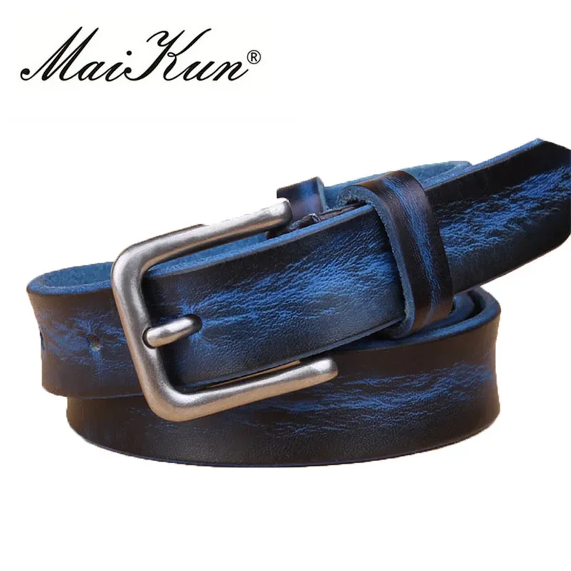 MaiKun Thin Belts for Women Unisex Genuine Leather Belt Female Metal Pin Buckle Belt - Image 38
