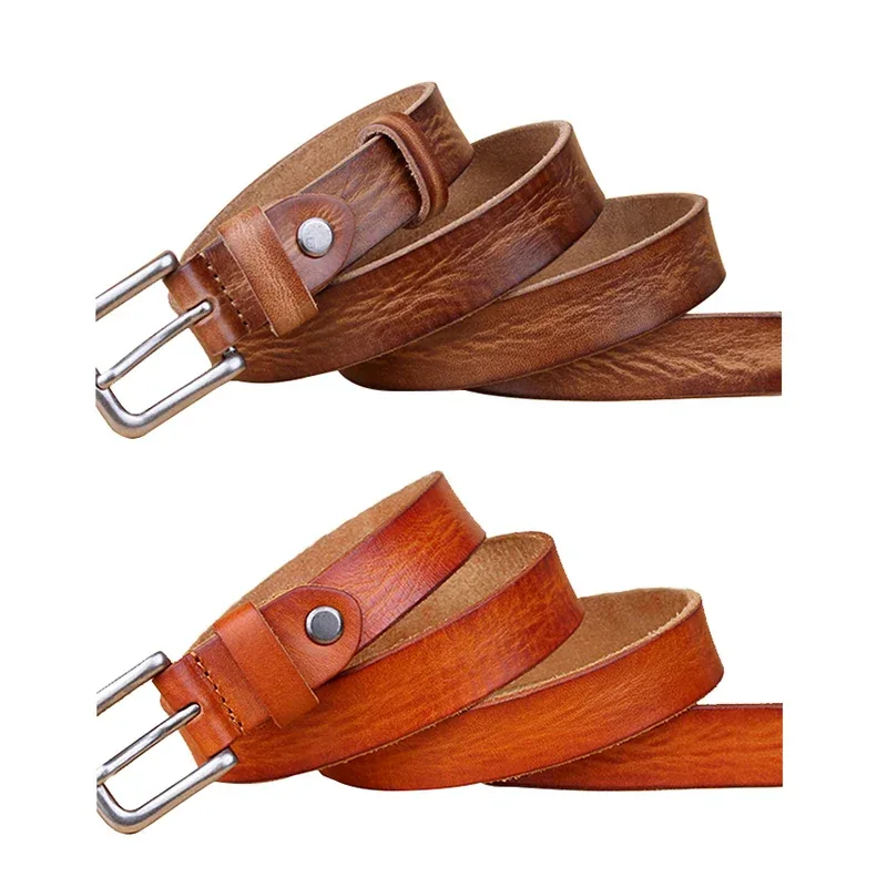MaiKun Thin Belts for Women Unisex Genuine Leather Belt Female Metal Pin Buckle Belt - Image 4