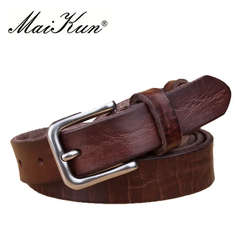 MaiKun Thin Belts for Women Unisex Genuine Leather Belt Female Metal Pin Buckle Belt - Image 40